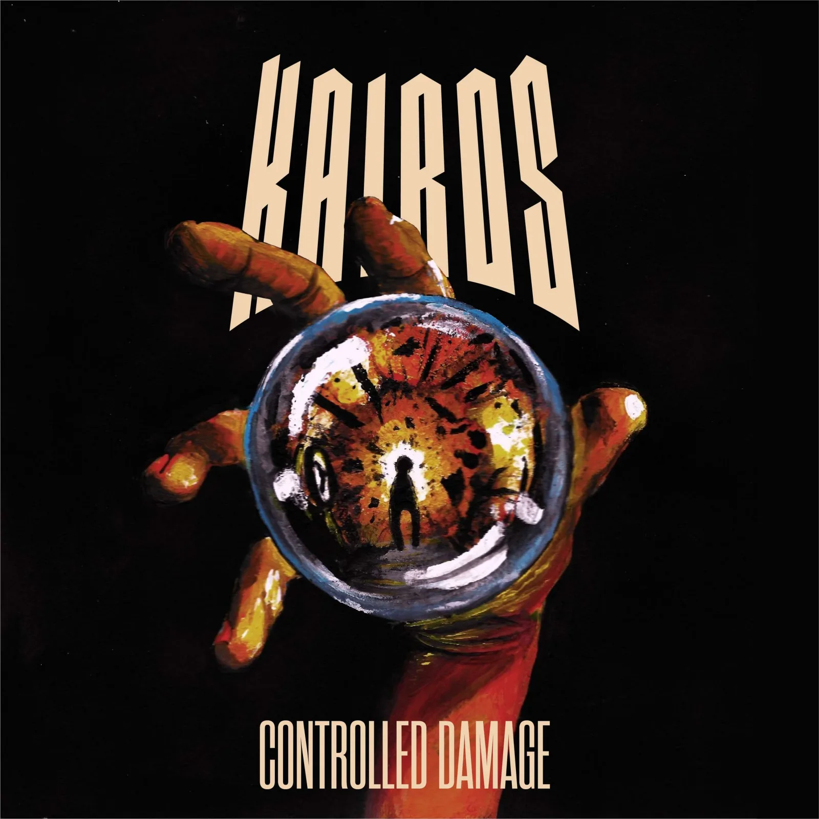 Controlled Damage cover art, a hand holding a glass sphere